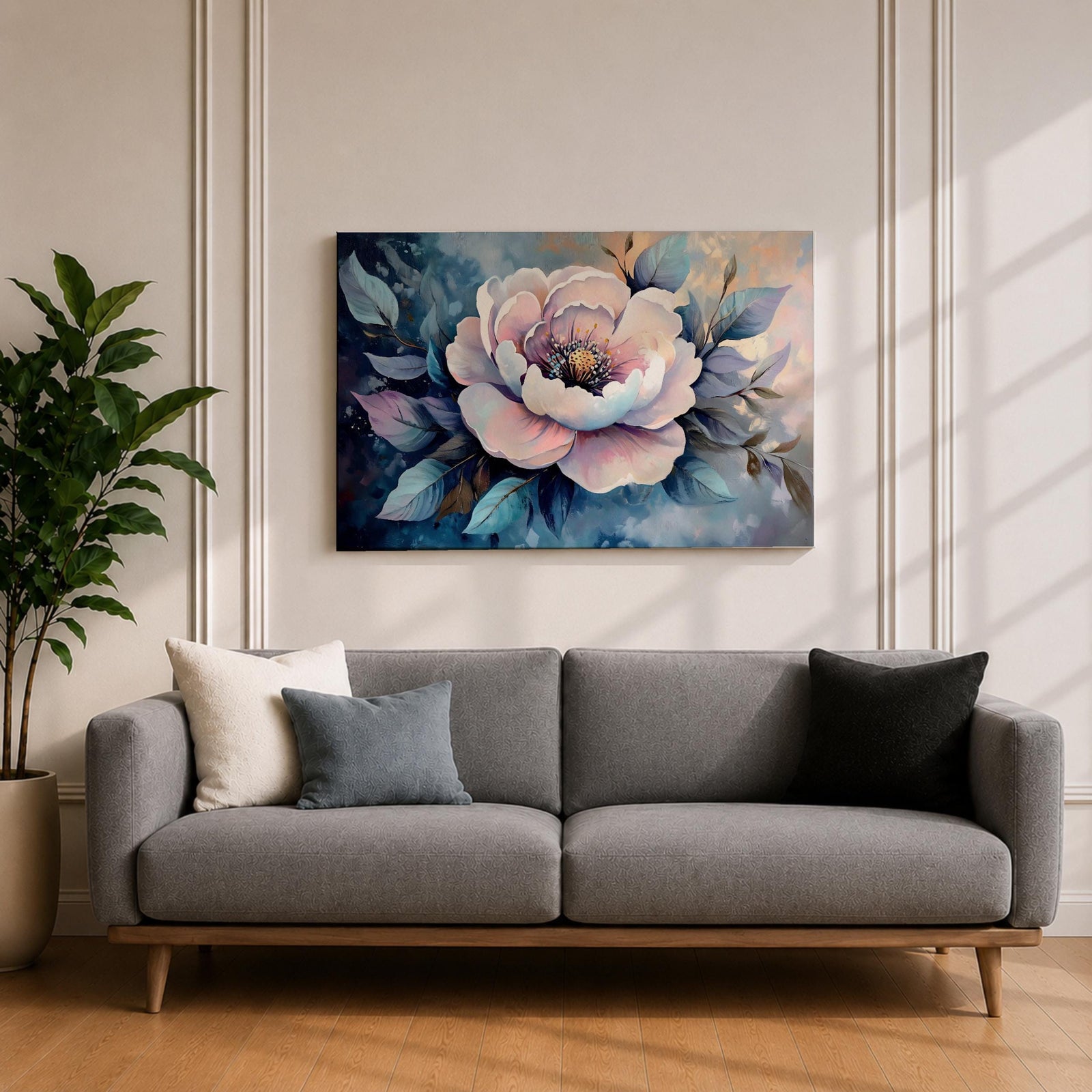 Peony Wall Art Garden Blossom Framed Canvas Botanical Floral Elegant Bedroom Home Decor