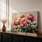 Peony Wall Art Blossom Framed Canvas Botanical Romantic Impasto Floral Living Room Home Decor