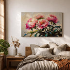Peony Wall Art Blossom Framed Canvas Botanical Romantic Impasto Floral Living Room Home Decor