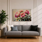 Peony Wall Art Blossom Framed Canvas Botanical Romantic Impasto Floral Living Room Home Decor