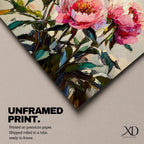 Peony Wall Art Blossom Framed Canvas Botanical Romantic Impasto Floral Living Room Home Decor