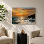 Ocean Sunset Wall Art Seascape Framed Canvas Coastal Landscape Living Room Home Decor