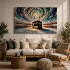 Kaaba Wall Art Spiral Sky Framed Canvas Baitullah Impasto Mecca Muslim Islamic Home Decor