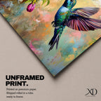 Hummingbird Wall Art Colibri Framed Canvas Botanical Wildlife Tropical Impasto Home Decor