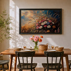 Wildflower Wall Art Meadow Flowers Framed Canvas Botanical Rustic Impasto Floral Living Room Decor
