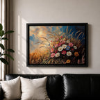 Wildflower Wall Art Meadow Flowers Framed Canvas Botanical Rustic Impasto Floral Living Room Decor