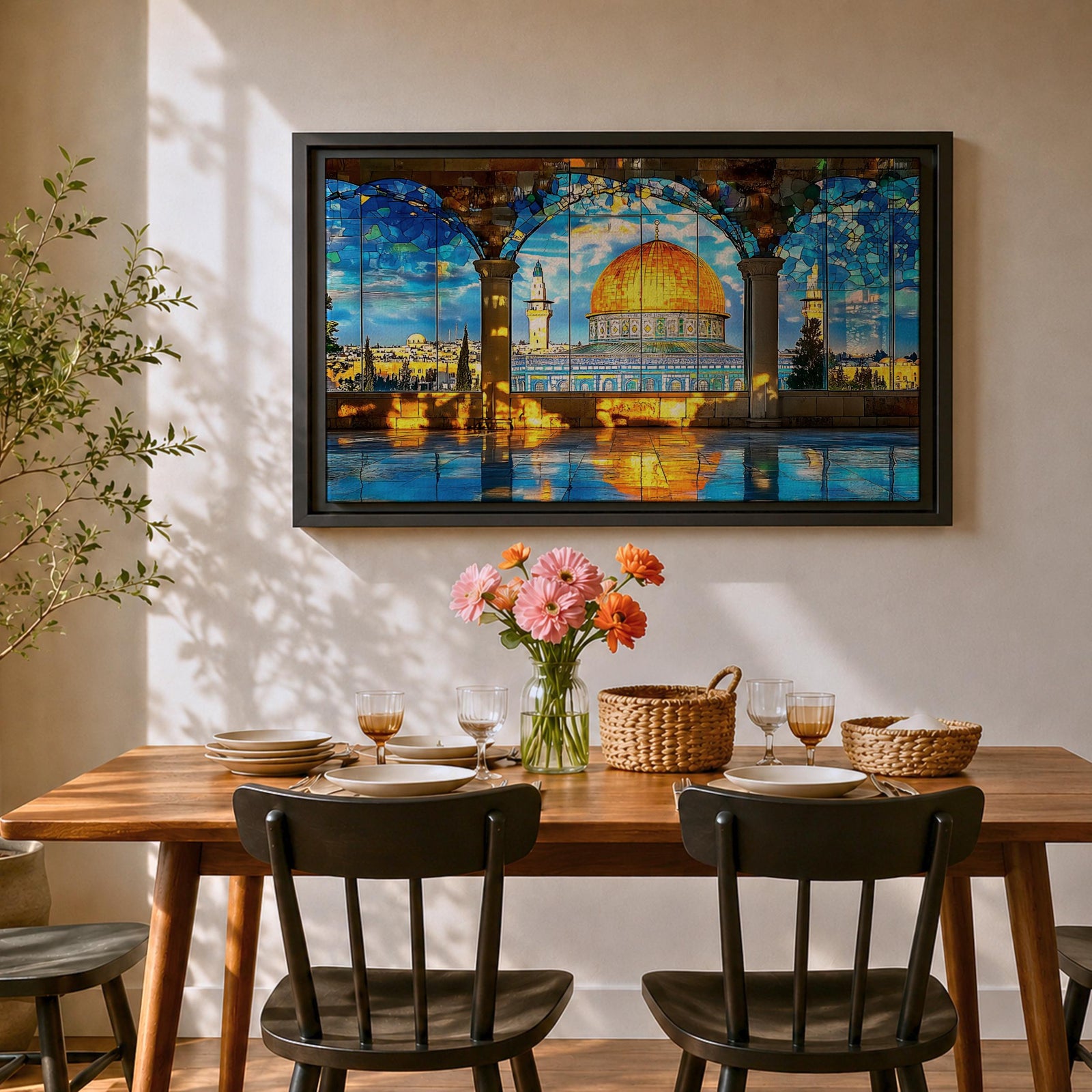 Masjid Al Aqsa Wall Art Arch View Framed Canvas Temple Mount Mosaic Islamic Decor