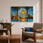 Masjid Al Aqsa Wall Art Arch View Framed Canvas Temple Mount Mosaic Islamic Decor