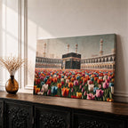 Kaaba Wall Art Tulip Field Framed Canvas Baitullah Surreal Islamic Mecca Muslim Home Decor