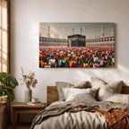 Kaaba Wall Art Tulip Field Framed Canvas Baitullah Surreal Islamic Mecca Muslim Home Decor
