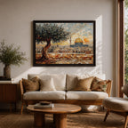 Masjid Al Aqsa Wall Art Olive Tree Framed Canvas Haram Sharif Mosaic Islamic Decor