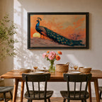 Peacock Wall Art Indian Peafowl Framed Canvas Tropical Bird Exotic Wildlife Nature Decor