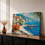 Amalfi Coast Wall Art Positano Italy Framed Canvas Mediterranean Seaside Living Room Decor