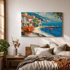 Amalfi Coast Wall Art Positano Italy Framed Canvas Mediterranean Seaside Living Room Decor