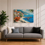 Amalfi Coast Wall Art Positano Italy Framed Canvas Mediterranean Seaside Living Room Decor