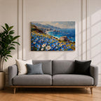 Coastal Wildflower Wall Art Big Sur Framed Canvas Ocean View Impasto Living Room Decor