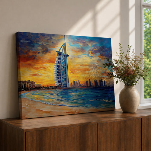 Burj Al Arab Wall Art Dubai Marina Framed Canvas UAE Skyline Living Room Decor