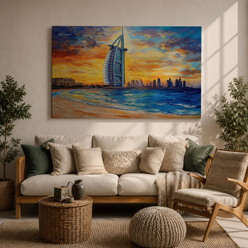 Burj Al Arab Wall Art Dubai Marina Framed Canvas UAE Skyline Living Room Decor
