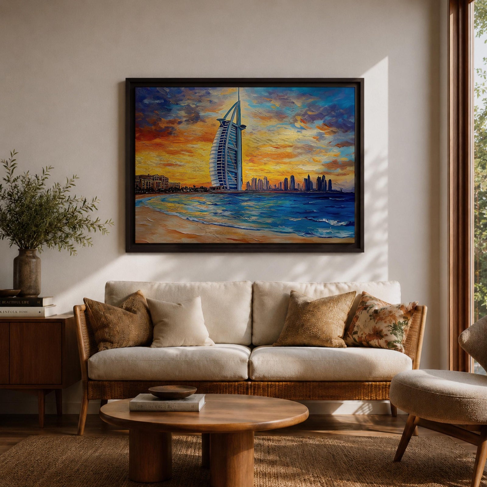 Burj Al Arab Wall Art Dubai Marina Framed Canvas UAE Skyline Living Room Decor