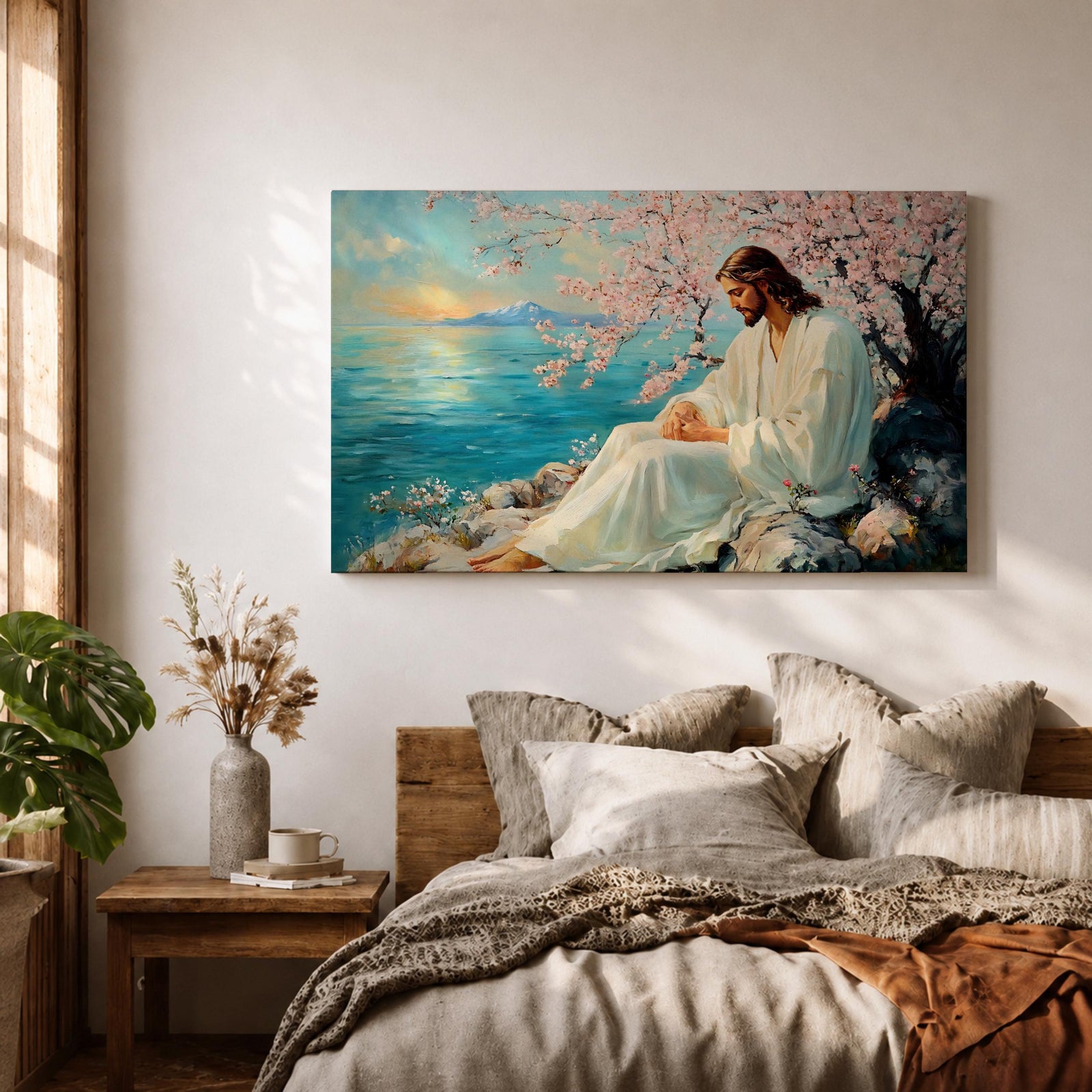 Jesus Wall Art Christ Framed Canvas Biblical Christian Prayer Room Catholic Home Decor