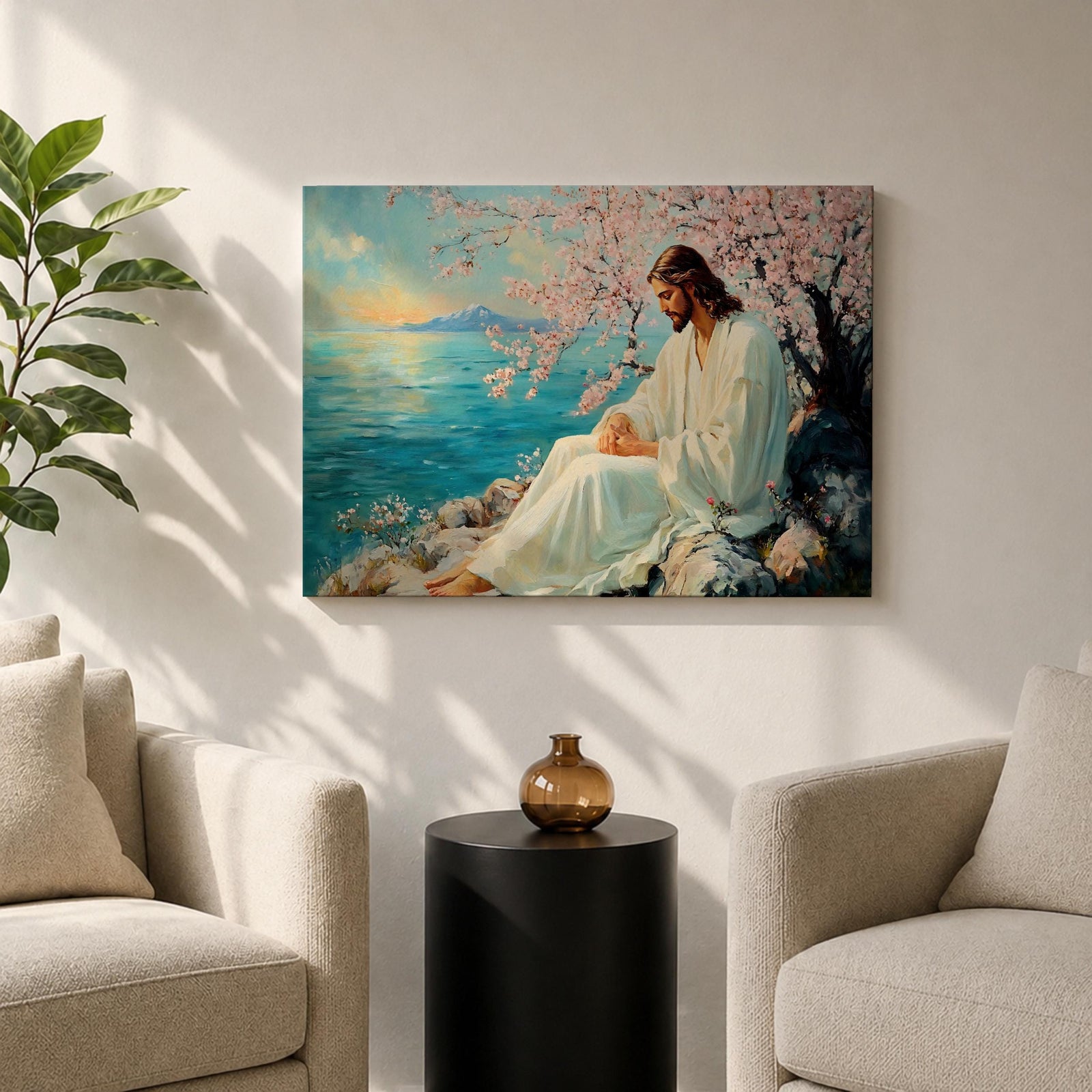 Jesus Wall Art Christ Framed Canvas Biblical Christian Prayer Room Catholic Home Decor