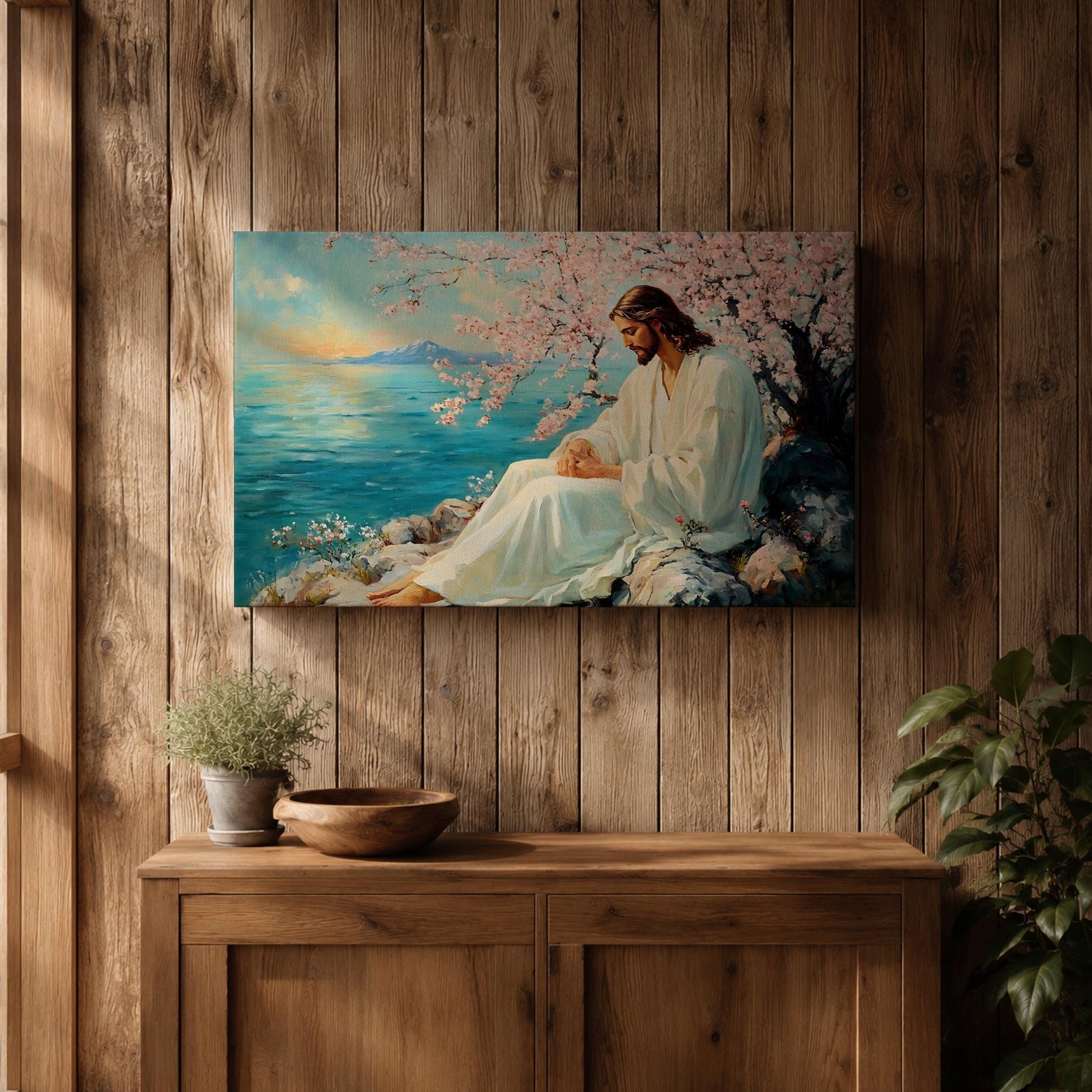 Jesus Wall Art Christ Framed Canvas Biblical Christian Prayer Room Catholic Home Decor