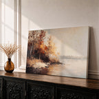 Autumn Landscape Wall Art Lakeside Framed Canvas Fall Nature Rustic Lodge Home Decor