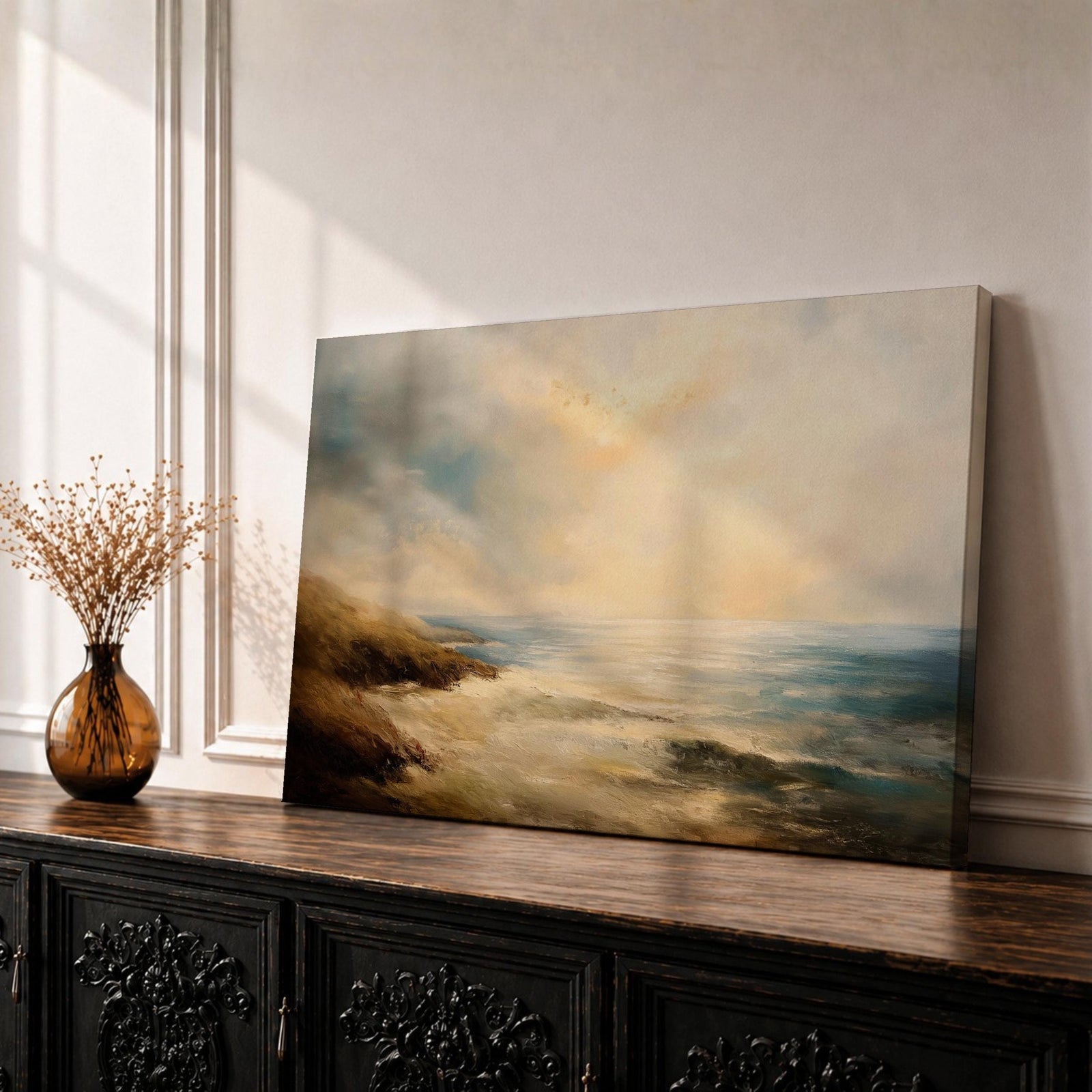 Seascape Wall Art Ocean View Framed Canvas Coastal Shore Beach House Home Decor
