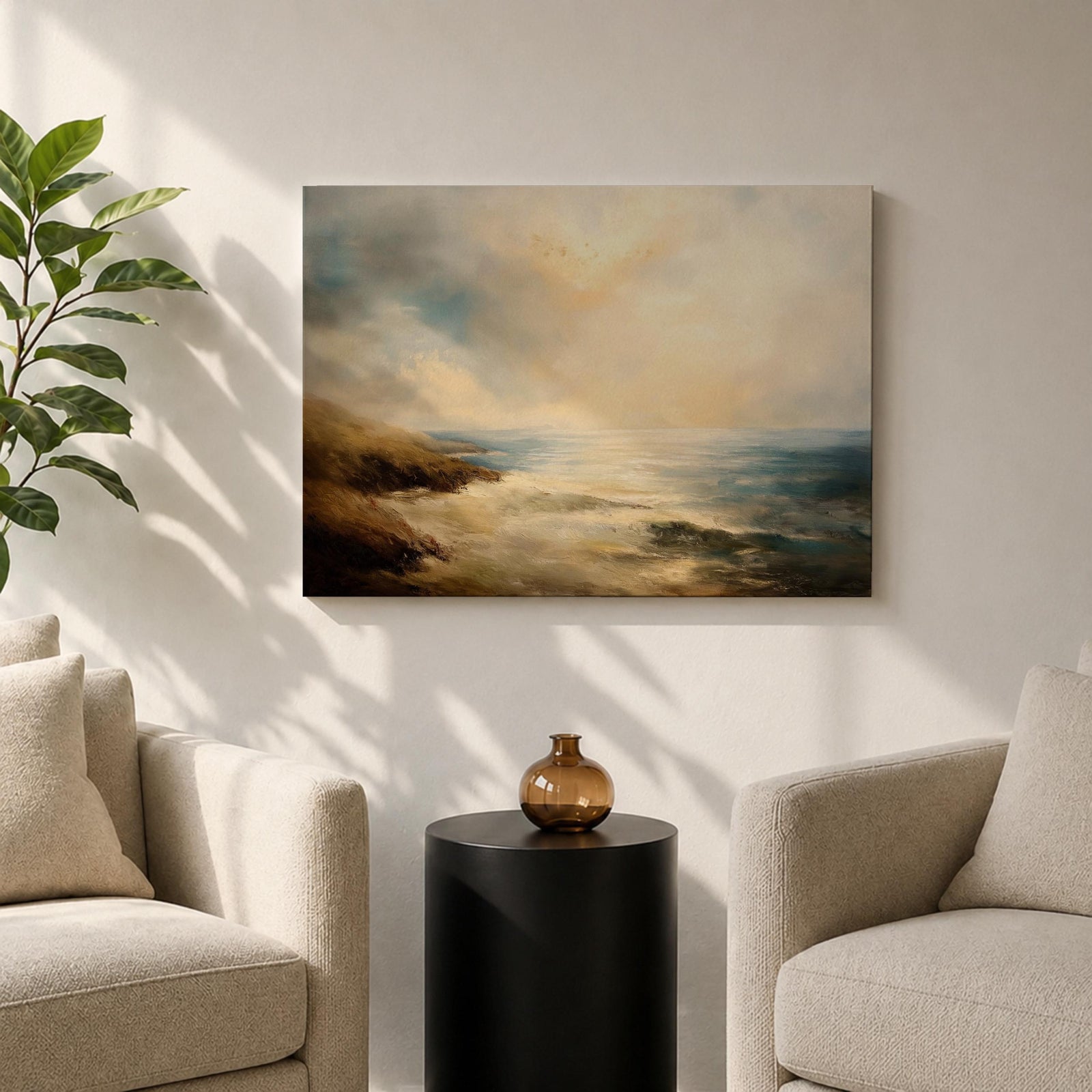 Seascape Wall Art Ocean View Framed Canvas Coastal Shore Beach House Home Decor