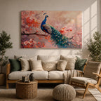 Peacock Wall Art Indian Peafowl Framed Canvas Botanical Wildlife Boho Home Decor