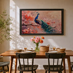 Peacock Wall Art Indian Peafowl Framed Canvas Botanical Wildlife Boho Home Decor