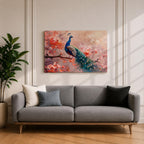 Peacock Wall Art Indian Peafowl Framed Canvas Botanical Wildlife Boho Home Decor