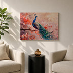 Peacock Wall Art Indian Peafowl Framed Canvas Botanical Wildlife Boho Home Decor
