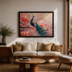 Peacock Wall Art Indian Peafowl Framed Canvas Botanical Wildlife Boho Home Decor