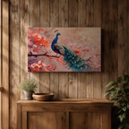 Peacock Wall Art Indian Peafowl Framed Canvas Botanical Wildlife Boho Home Decor