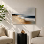 Coastal Seascape Wall Art Ocean Shoreline Framed Canvas Sandy Beach Coastal Home Decor
