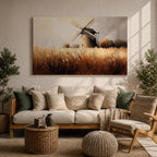 Windmill Wall Art Dutch Windmill Framed Canvas Wheat Field Farmhouse Home Decor