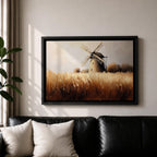 Windmill Wall Art Dutch Windmill Framed Canvas Wheat Field Farmhouse Home Decor