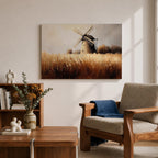Windmill Wall Art Dutch Windmill Framed Canvas Wheat Field Farmhouse Home Decor