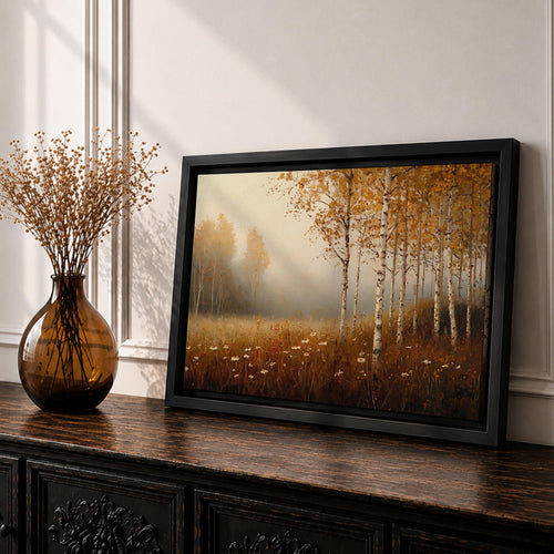 Birch Forest Wall Art Aspen Trees Framed Canvas Autumn Landscape Rustic Cabin Home Decor