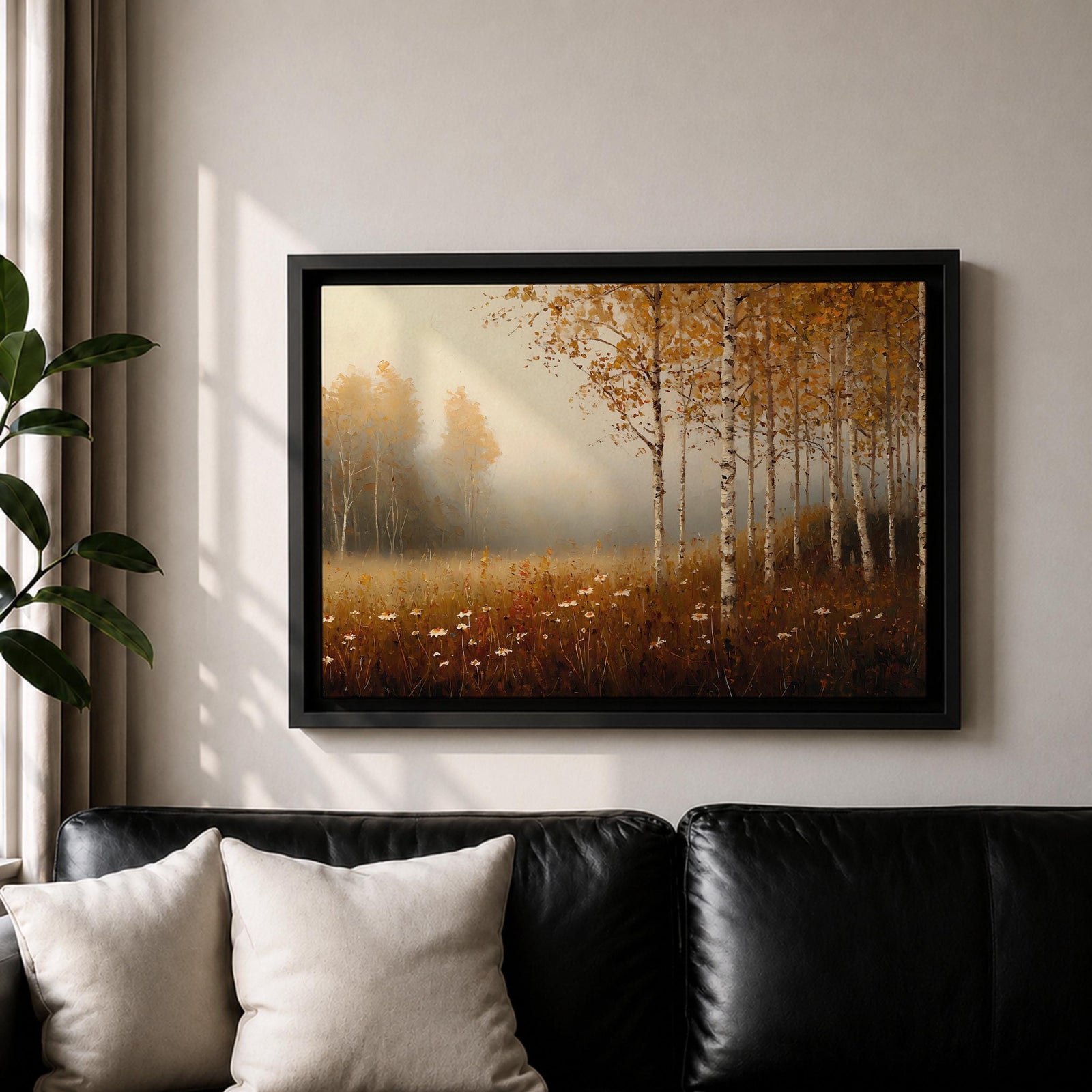 Birch Forest Wall Art Aspen Trees Framed Canvas Autumn Landscape Rustic Cabin Home Decor
