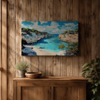 Mediterranean Coastal Wall Art Calanques Framed Canvas Ocean View Impasto Living Room Decor