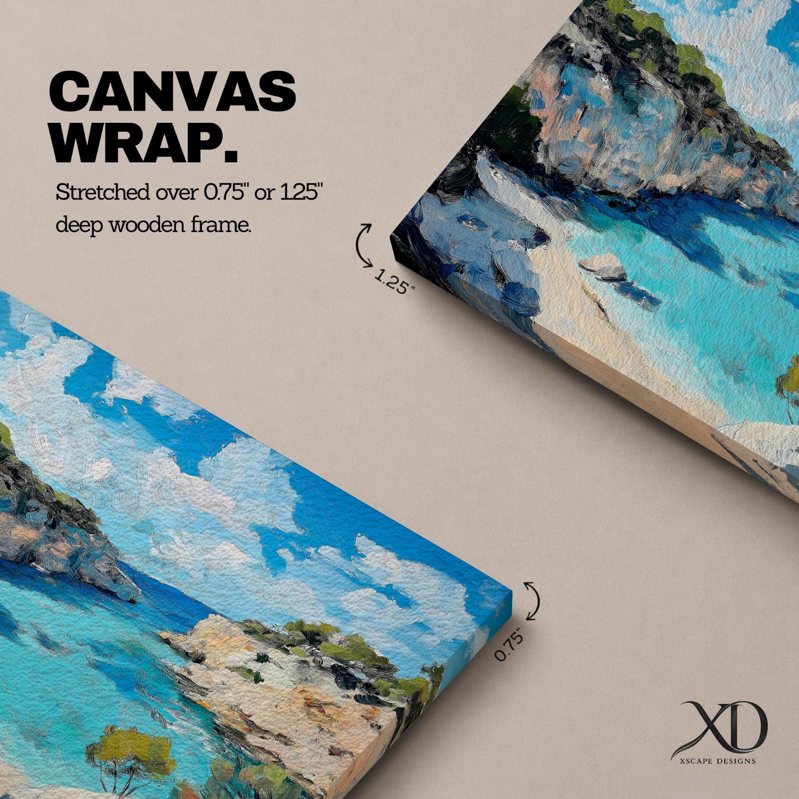 Mediterranean Coastal Wall Art Calanques Framed Canvas Ocean View Impasto Living Room Decor
