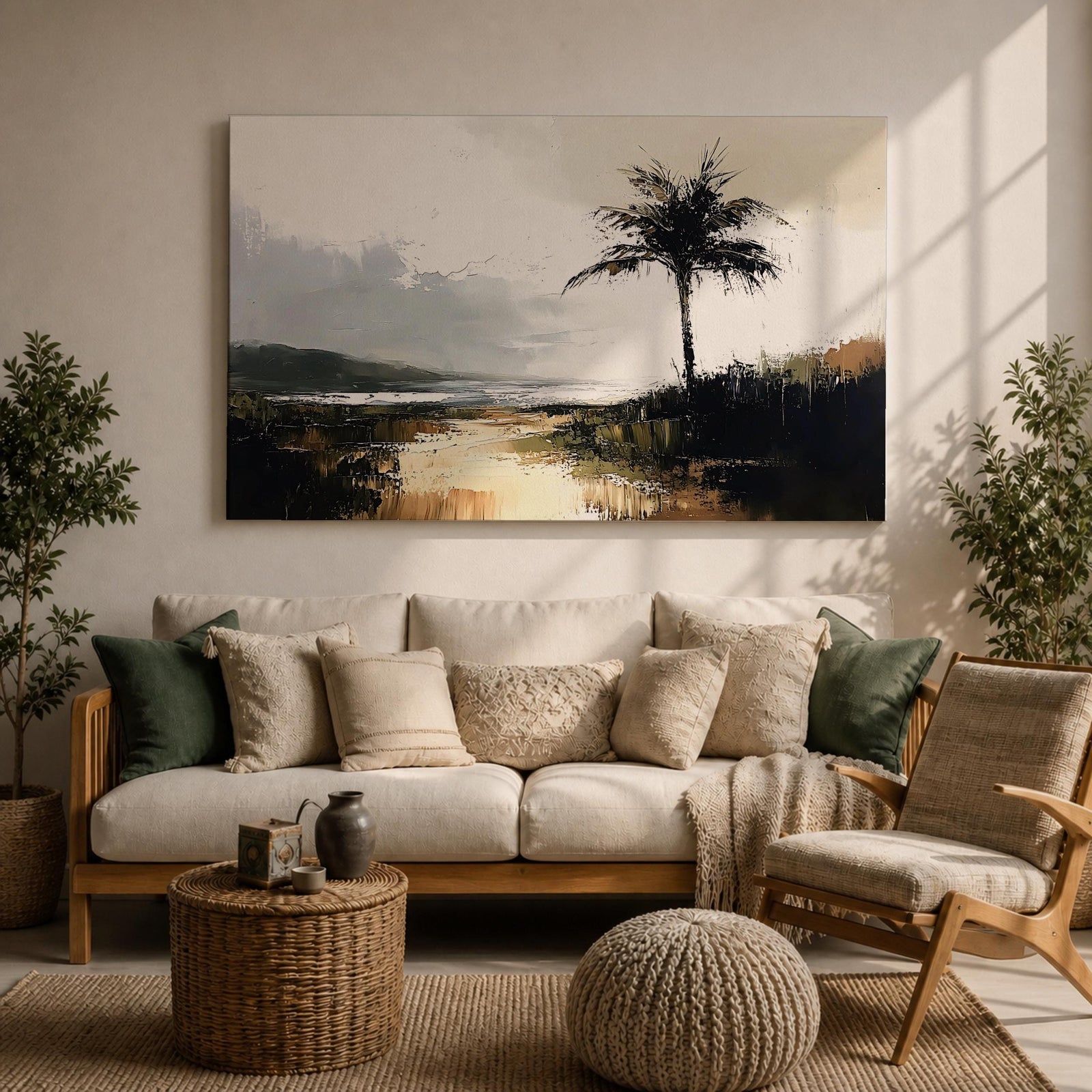Palm Tree Wall Art Tropical Palm Framed Canvas Coastal Beach House Home Decor