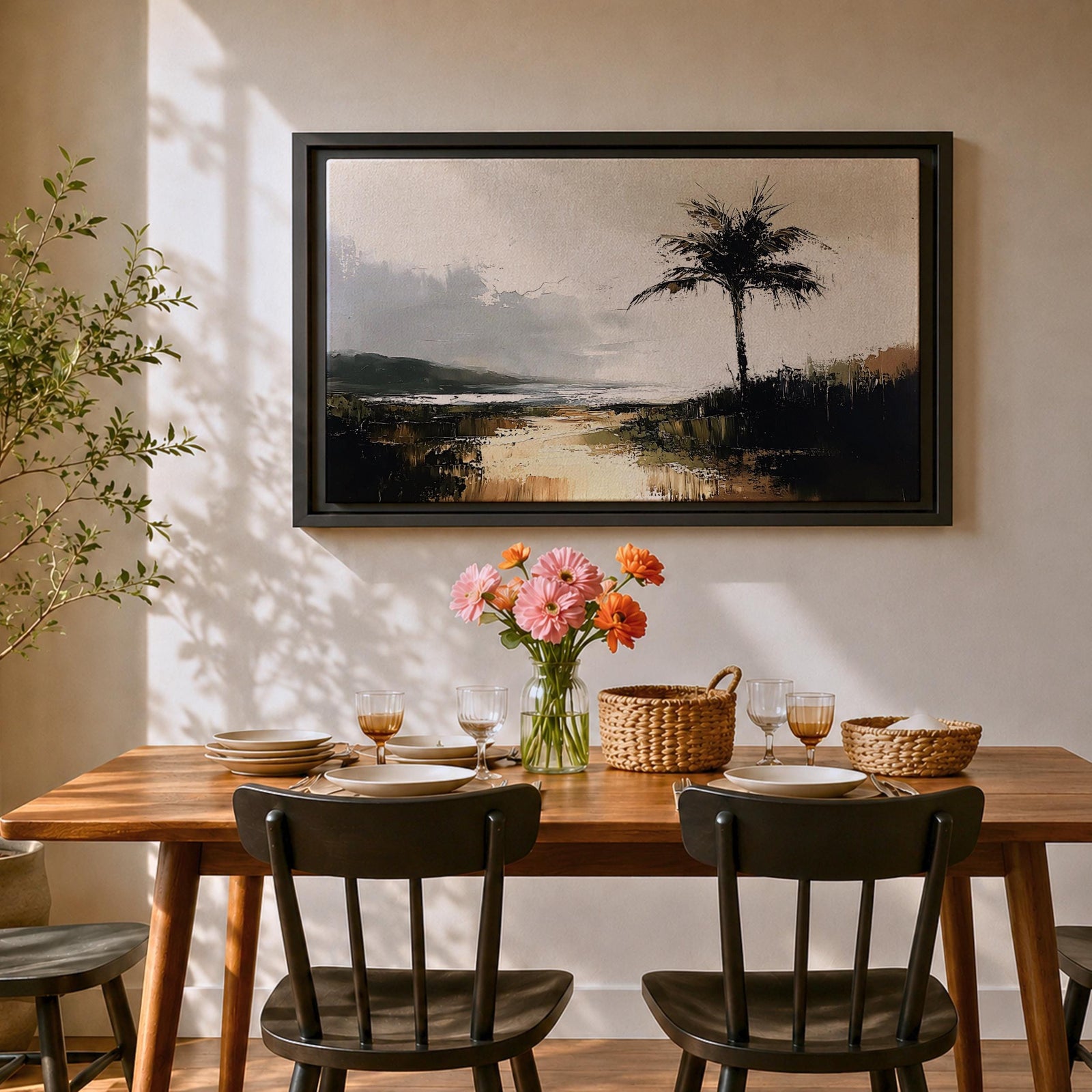 Palm Tree Wall Art Tropical Palm Framed Canvas Coastal Beach House Home Decor