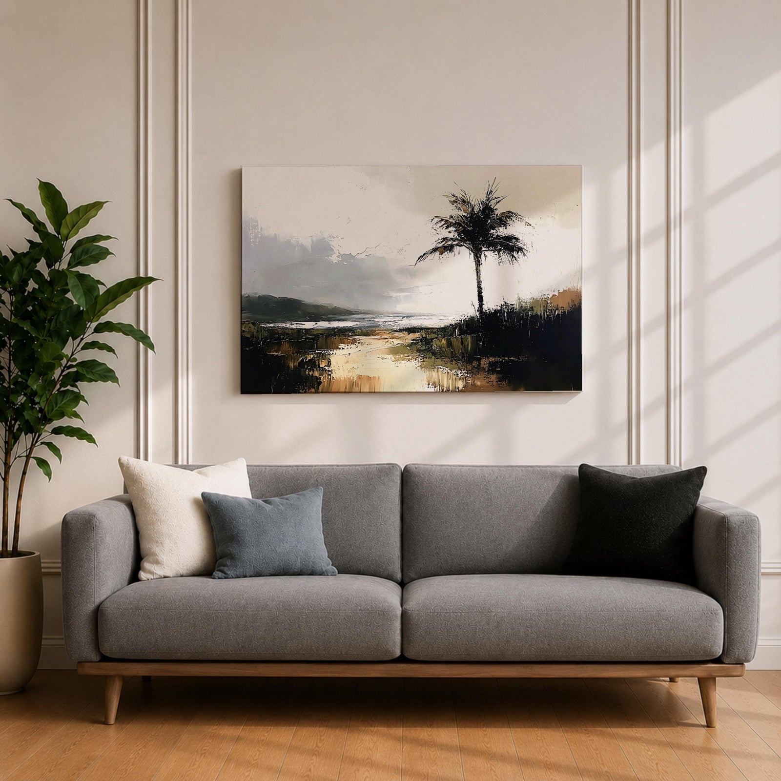 Palm Tree Wall Art Tropical Palm Framed Canvas Coastal Beach House Home Decor
