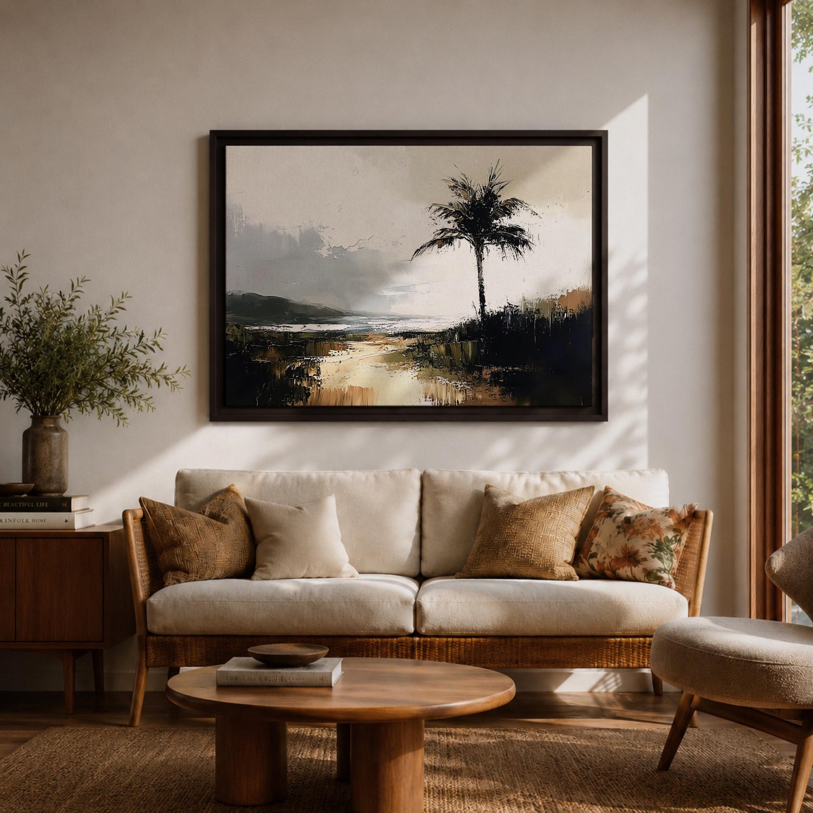 Palm Tree Wall Art Tropical Palm Framed Canvas Coastal Beach House Home Decor