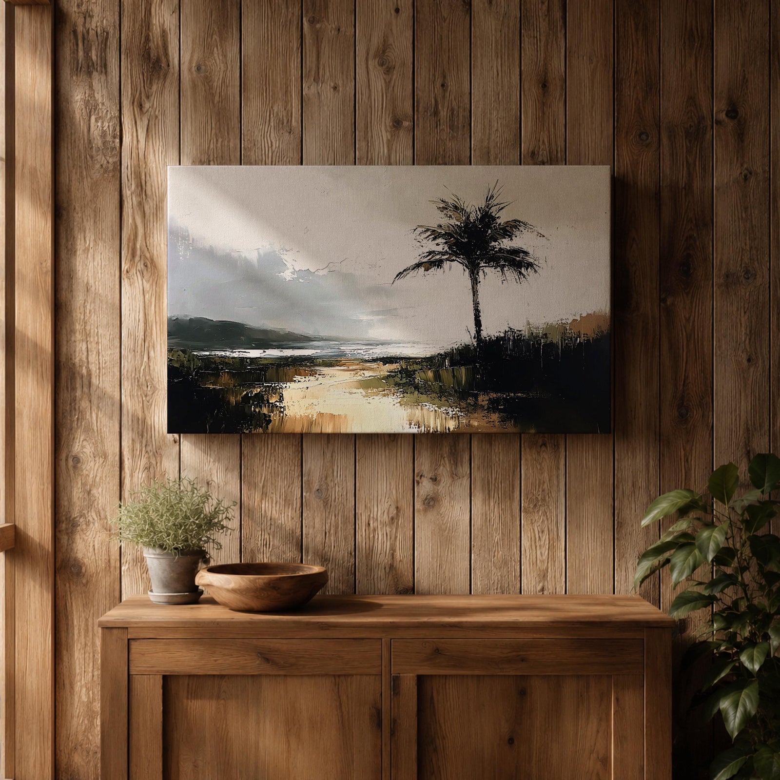 Palm Tree Wall Art Tropical Palm Framed Canvas Coastal Beach House Home Decor