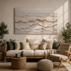 Ocean Waves Wall Art Ocean Surf Framed Canvas Coastal Seascape Impasto Beach House Decor