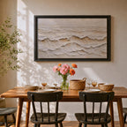 Ocean Waves Wall Art Ocean Surf Framed Canvas Coastal Seascape Impasto Beach House Decor